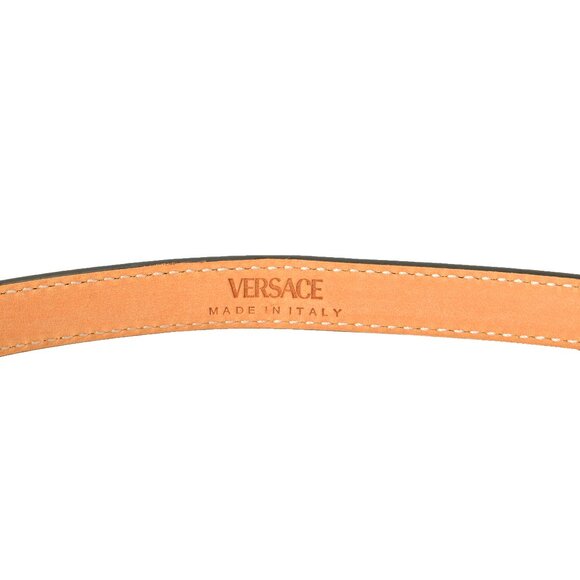 Versace Pink 100% Leather Medusa Head Logo Decorated Belt US 34 IT 85 - Picture 3 of 4